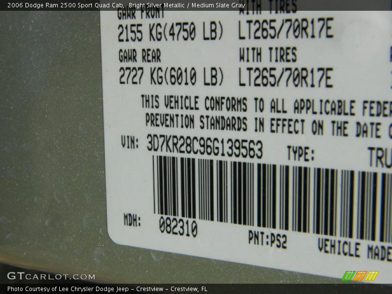 Bright Silver Metallic / Medium Slate Gray 2006 Dodge Ram 2500 Sport Quad Cab