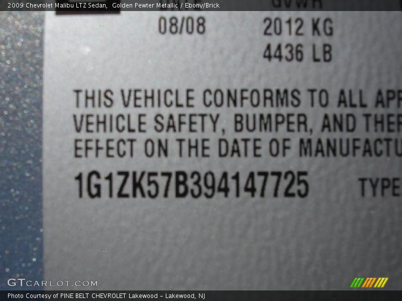 Golden Pewter Metallic / Ebony/Brick 2009 Chevrolet Malibu LTZ Sedan