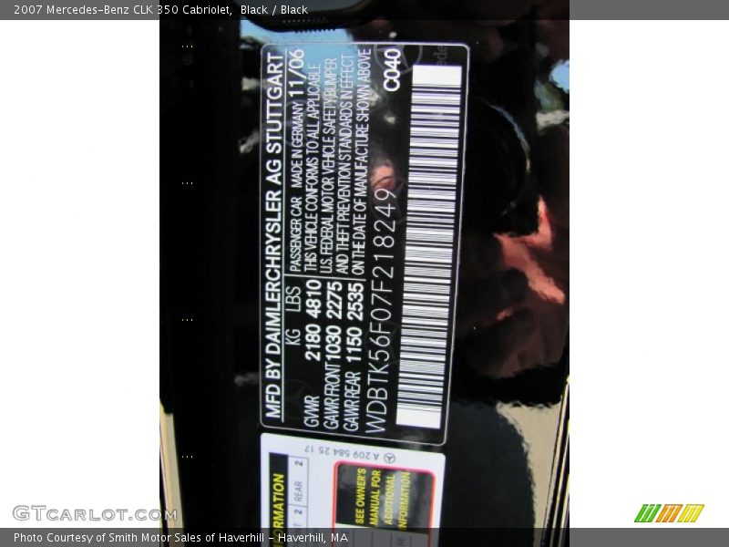 Black / Black 2007 Mercedes-Benz CLK 350 Cabriolet