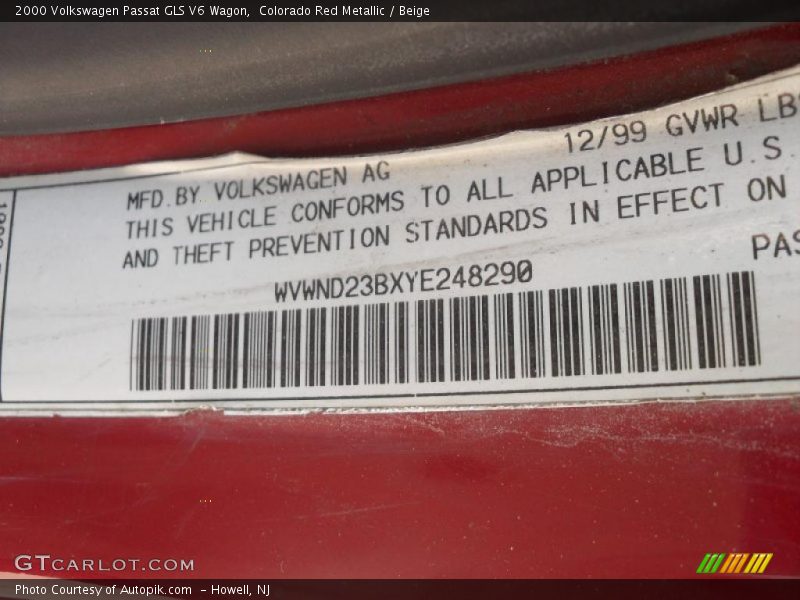 Colorado Red Metallic / Beige 2000 Volkswagen Passat GLS V6 Wagon