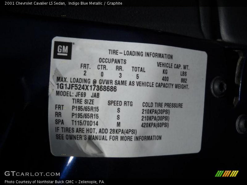 Indigo Blue Metallic / Graphite 2001 Chevrolet Cavalier LS Sedan