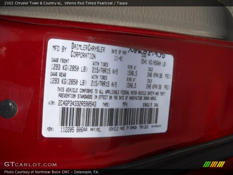 Inferno Red Tinted Pearlcoat / Taupe 2002 Chrysler Town & Country eL
