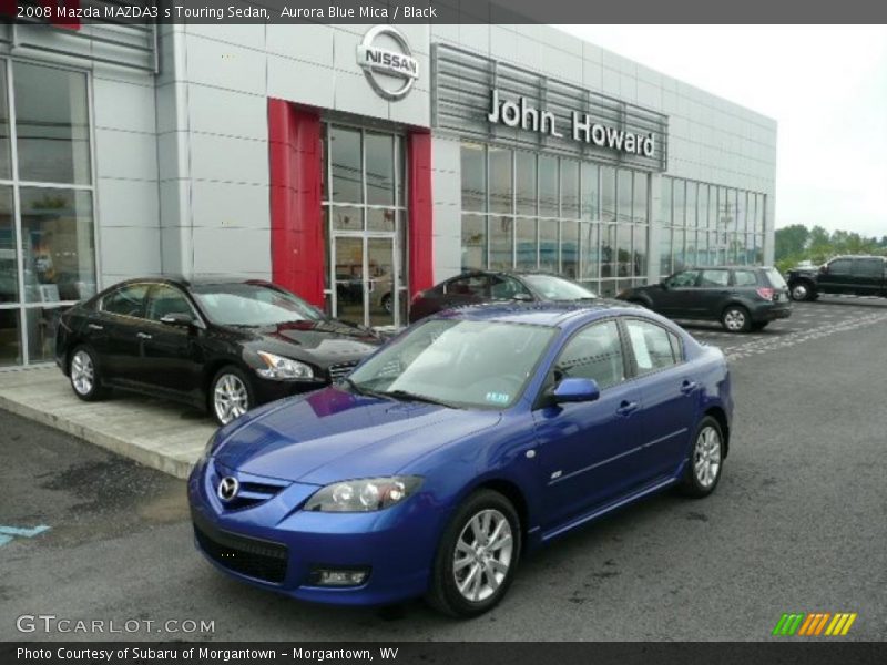 Aurora Blue Mica / Black 2008 Mazda MAZDA3 s Touring Sedan