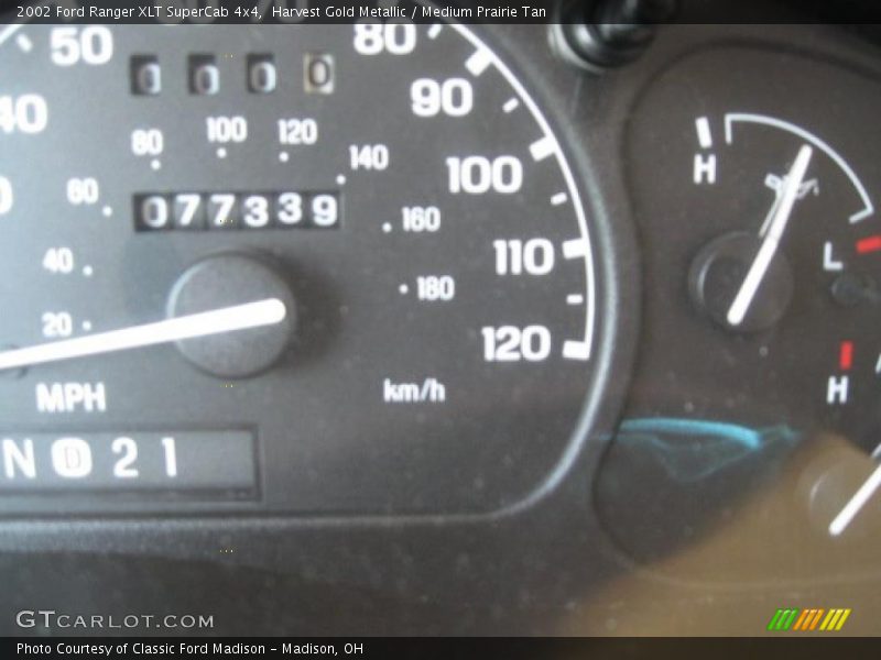 Harvest Gold Metallic / Medium Prairie Tan 2002 Ford Ranger XLT SuperCab 4x4