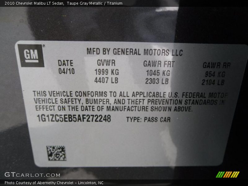Taupe Gray Metallic / Titanium 2010 Chevrolet Malibu LT Sedan