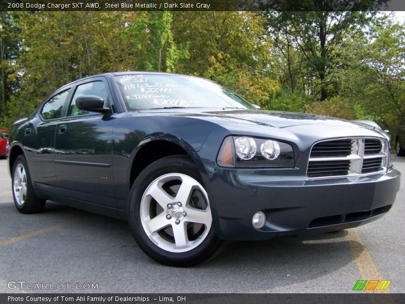 Steel Blue Metallic / Dark Slate Gray 2008 Dodge Charger SXT AWD