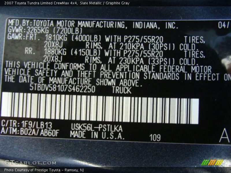 Slate Metallic / Graphite Gray 2007 Toyota Tundra Limited CrewMax 4x4