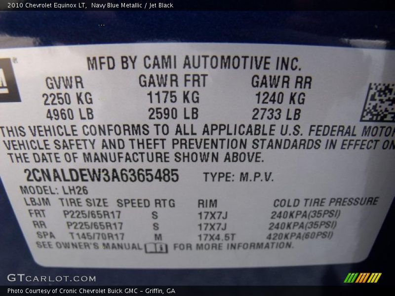 Navy Blue Metallic / Jet Black 2010 Chevrolet Equinox LT