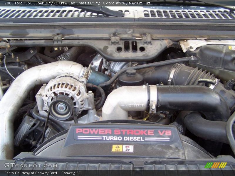 Oxford White / Medium Flint 2005 Ford F550 Super Duty XL Crew Cab Chassis Utility