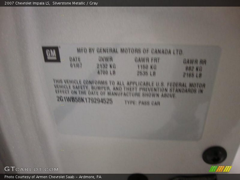 Silverstone Metallic / Gray 2007 Chevrolet Impala LS