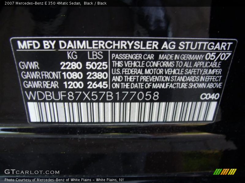 Black / Black 2007 Mercedes-Benz E 350 4Matic Sedan