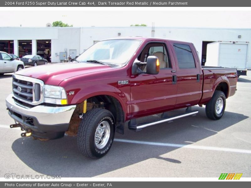 Dark Toreador Red Metallic / Medium Parchment 2004 Ford F250 Super Duty Lariat Crew Cab 4x4