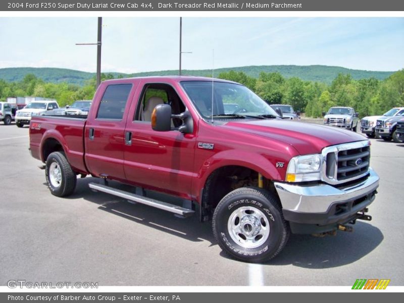 Dark Toreador Red Metallic / Medium Parchment 2004 Ford F250 Super Duty Lariat Crew Cab 4x4