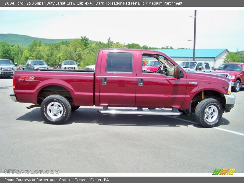 Dark Toreador Red Metallic / Medium Parchment 2004 Ford F250 Super Duty Lariat Crew Cab 4x4