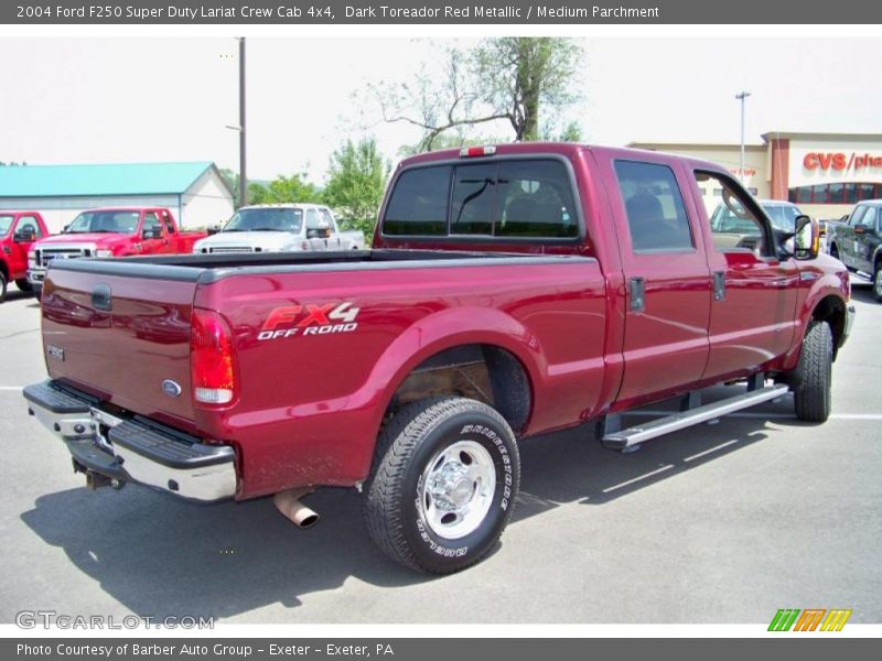 Dark Toreador Red Metallic / Medium Parchment 2004 Ford F250 Super Duty Lariat Crew Cab 4x4