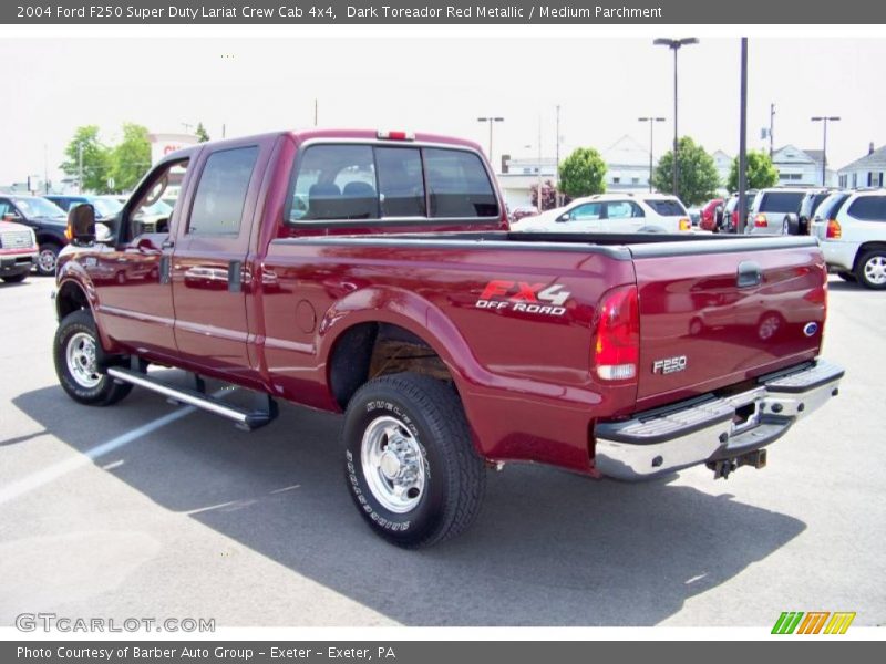 Dark Toreador Red Metallic / Medium Parchment 2004 Ford F250 Super Duty Lariat Crew Cab 4x4