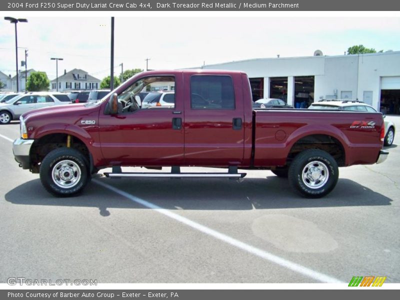 Dark Toreador Red Metallic / Medium Parchment 2004 Ford F250 Super Duty Lariat Crew Cab 4x4