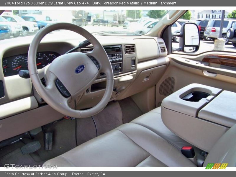 Dark Toreador Red Metallic / Medium Parchment 2004 Ford F250 Super Duty Lariat Crew Cab 4x4