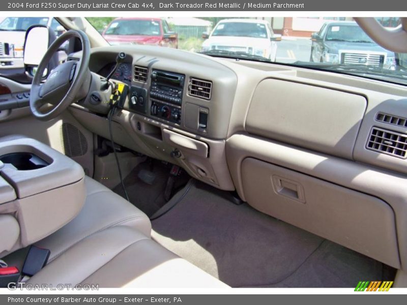 Dark Toreador Red Metallic / Medium Parchment 2004 Ford F250 Super Duty Lariat Crew Cab 4x4