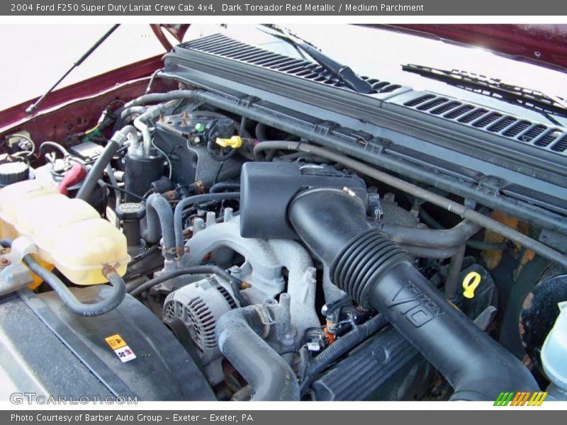 Dark Toreador Red Metallic / Medium Parchment 2004 Ford F250 Super Duty Lariat Crew Cab 4x4