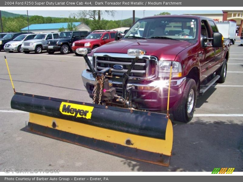 Dark Toreador Red Metallic / Medium Parchment 2004 Ford F250 Super Duty Lariat Crew Cab 4x4