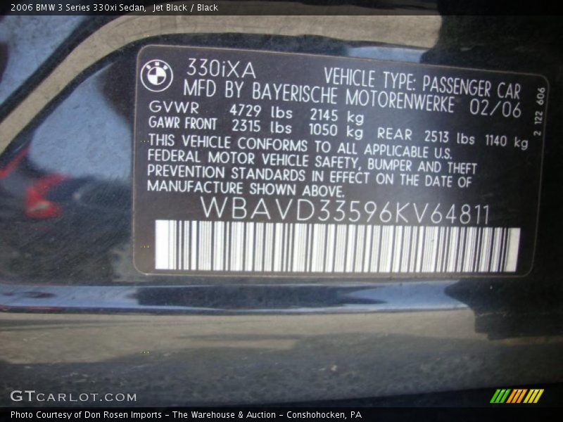 Jet Black / Black 2006 BMW 3 Series 330xi Sedan