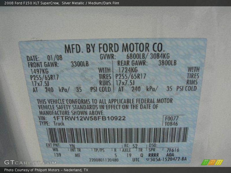 Silver Metallic / Medium/Dark Flint 2008 Ford F150 XLT SuperCrew