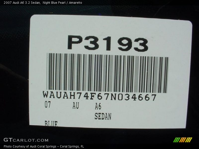 Night Blue Pearl / Amaretto 2007 Audi A6 3.2 Sedan