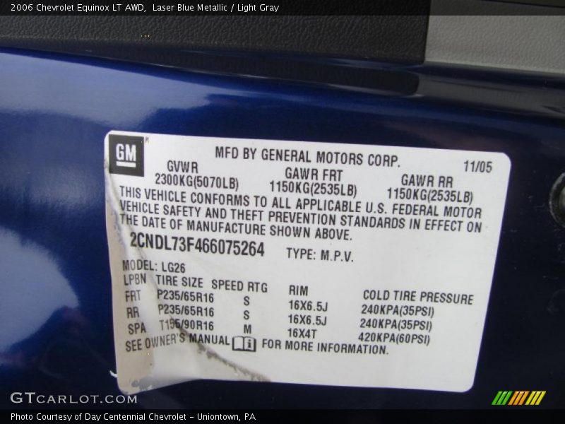 Laser Blue Metallic / Light Gray 2006 Chevrolet Equinox LT AWD