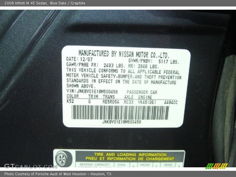Blue Slate / Graphite 2008 Infiniti M 45 Sedan