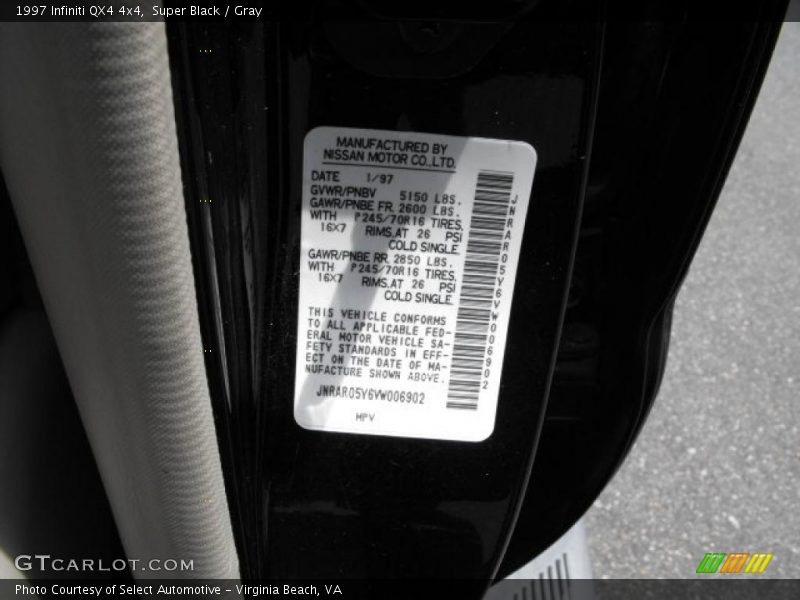 Super Black / Gray 1997 Infiniti QX4 4x4