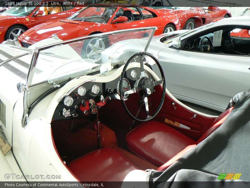 White / Red 1938 Jaguar SS 100 3.5  Litre