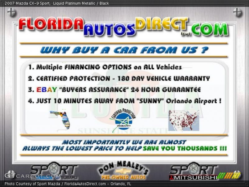 Liquid Platinum Metallic / Black 2007 Mazda CX-9 Sport