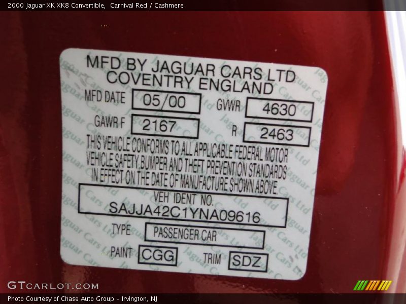 Carnival Red / Cashmere 2000 Jaguar XK XK8 Convertible
