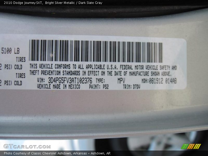 Bright Silver Metallic / Dark Slate Gray 2010 Dodge Journey SXT