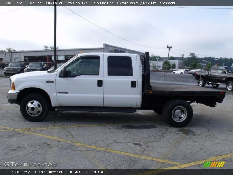 Oxford White / Medium Parchment 2000 Ford F350 Super Duty Lariat Crew Cab 4x4 Dually Flat Bed