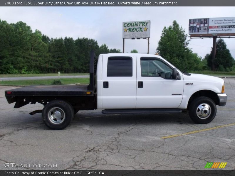 Oxford White / Medium Parchment 2000 Ford F350 Super Duty Lariat Crew Cab 4x4 Dually Flat Bed