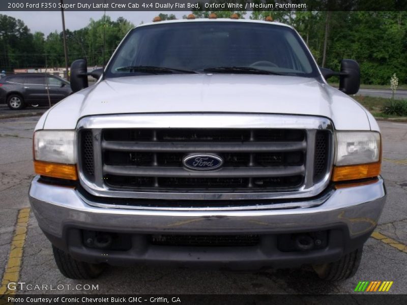 Oxford White / Medium Parchment 2000 Ford F350 Super Duty Lariat Crew Cab 4x4 Dually Flat Bed