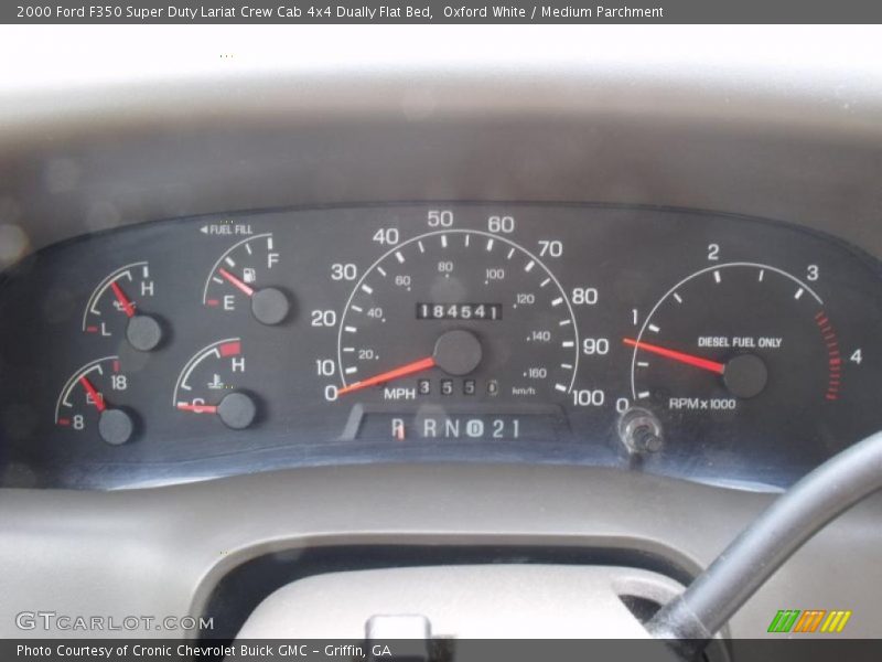 Oxford White / Medium Parchment 2000 Ford F350 Super Duty Lariat Crew Cab 4x4 Dually Flat Bed