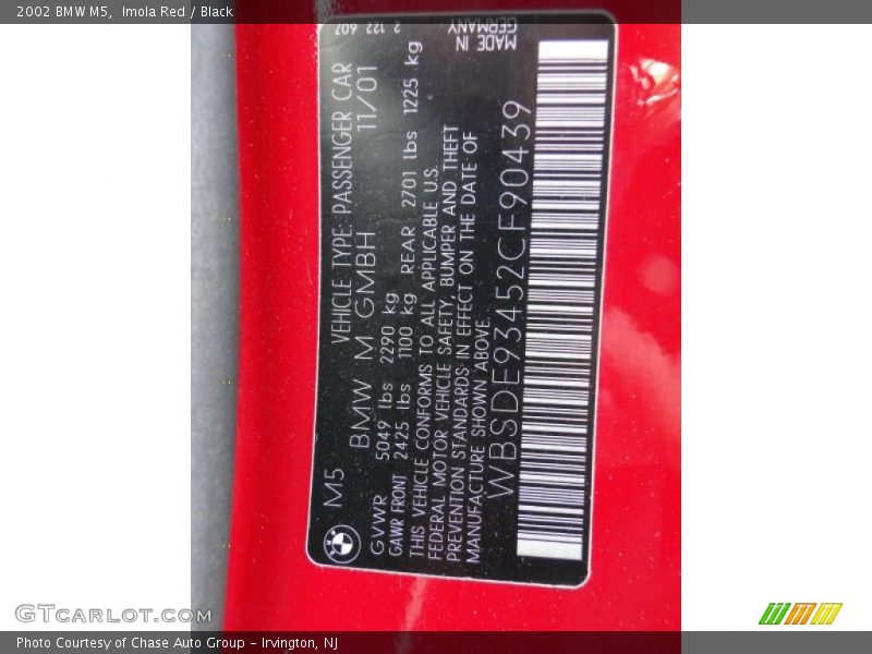 Imola Red / Black 2002 BMW M5