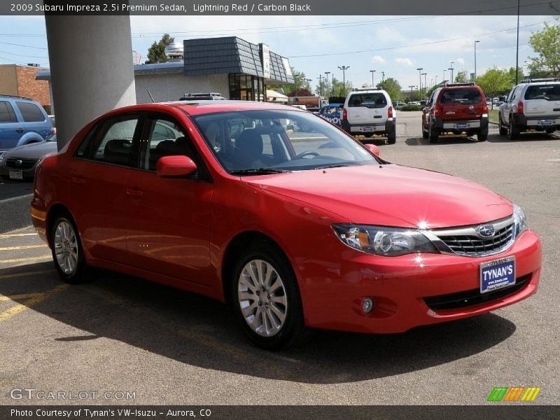 Lightning Red / Carbon Black 2009 Subaru Impreza 2.5i Premium Sedan