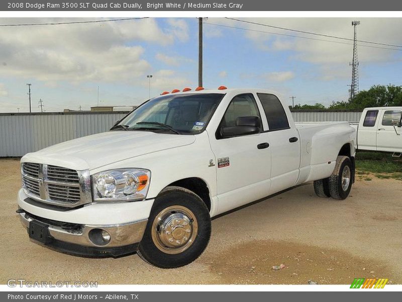 Bright White / Medium Slate Gray 2008 Dodge Ram 3500 SLT Quad Cab Dually