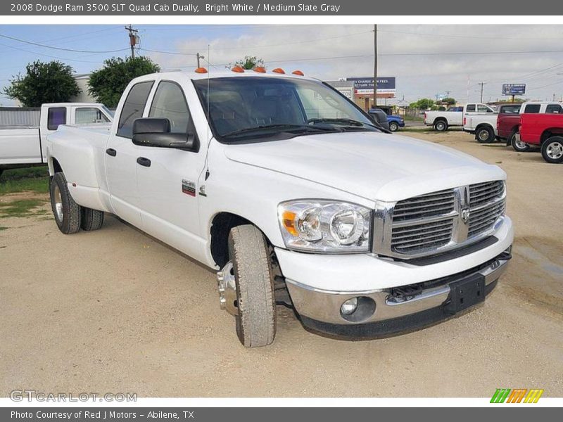 Bright White / Medium Slate Gray 2008 Dodge Ram 3500 SLT Quad Cab Dually