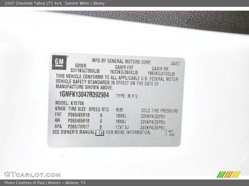 Summit White / Ebony 2007 Chevrolet Tahoe LTZ 4x4
