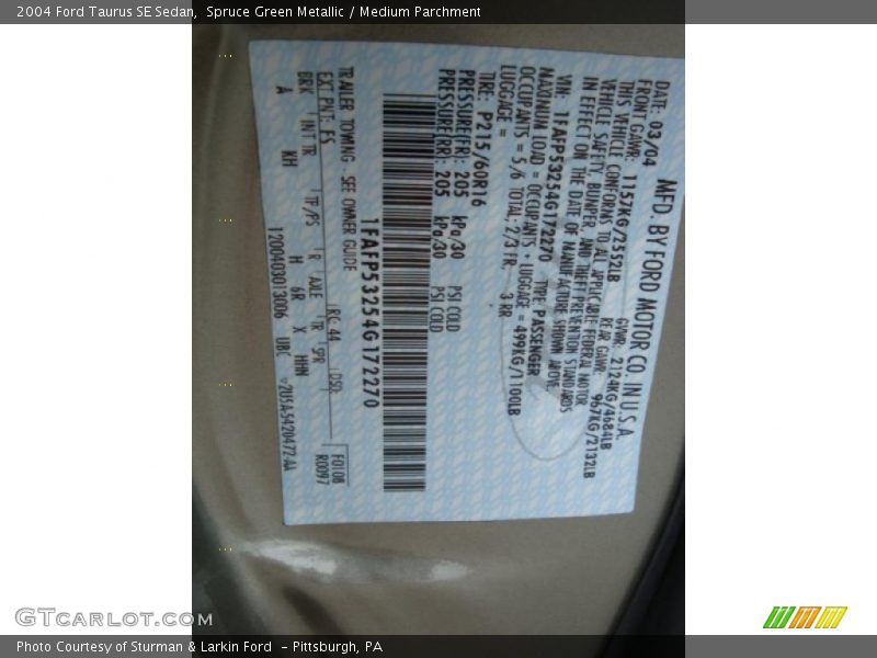 Spruce Green Metallic / Medium Parchment 2004 Ford Taurus SE Sedan