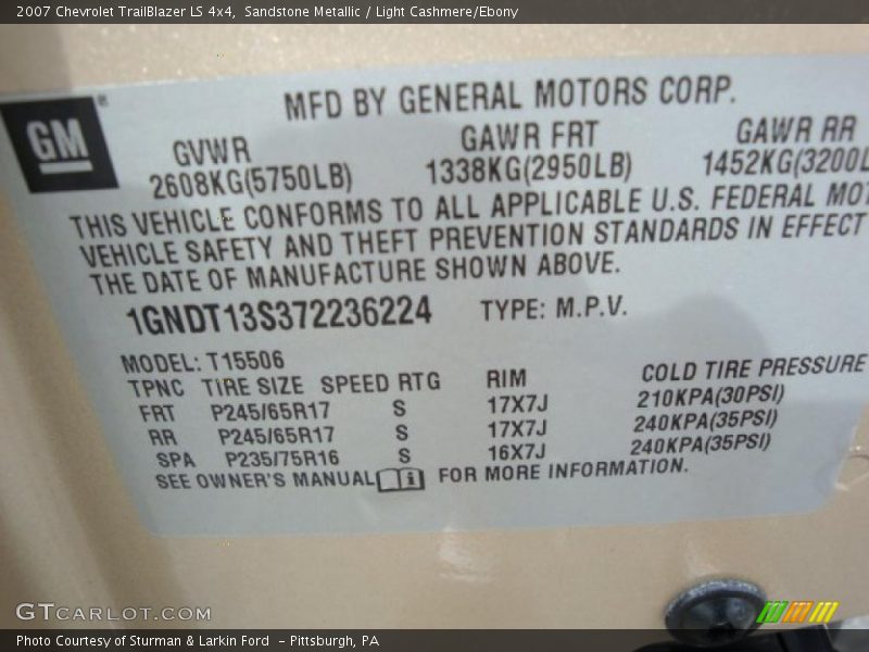 Sandstone Metallic / Light Cashmere/Ebony 2007 Chevrolet TrailBlazer LS 4x4