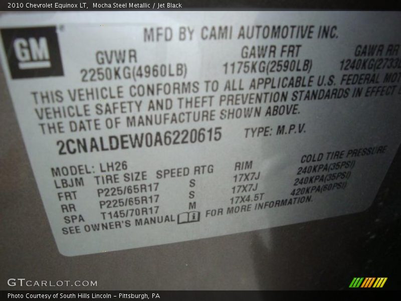 Mocha Steel Metallic / Jet Black 2010 Chevrolet Equinox LT