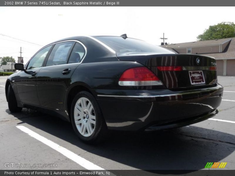 Black Sapphire Metallic / Beige III 2002 BMW 7 Series 745Li Sedan