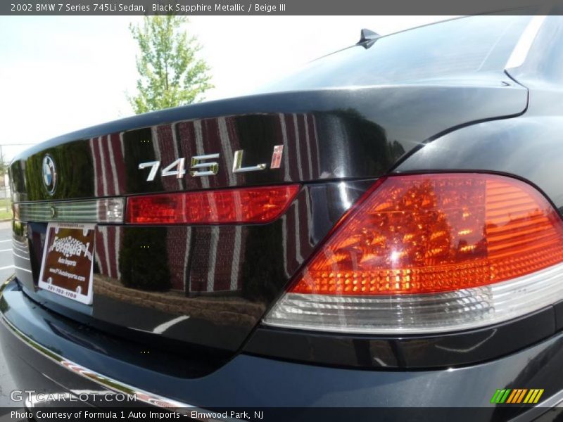 Black Sapphire Metallic / Beige III 2002 BMW 7 Series 745Li Sedan