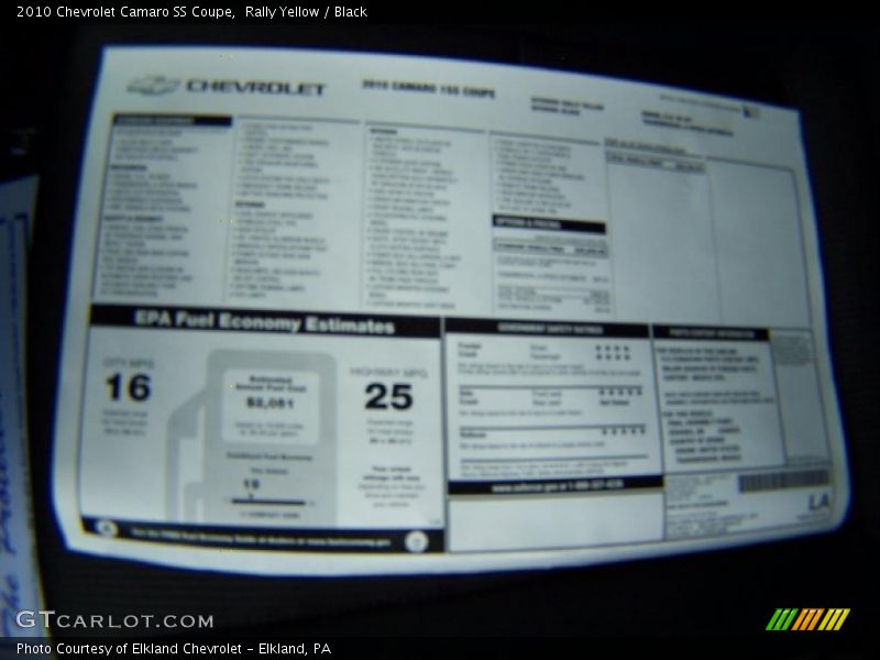 Rally Yellow / Black 2010 Chevrolet Camaro SS Coupe
